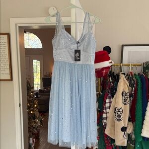 Hell Bunny Light Blue holiday sparkle Formal Dress